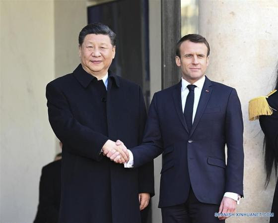 Presidente China y Macron Francia