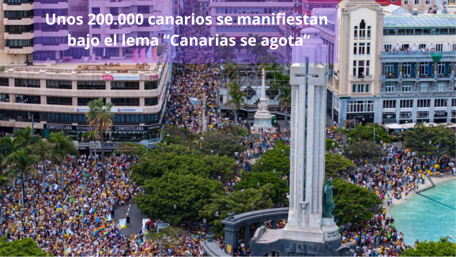 Unos 200.000 canarias se manifiestan bajo el lema “Canarias se agota